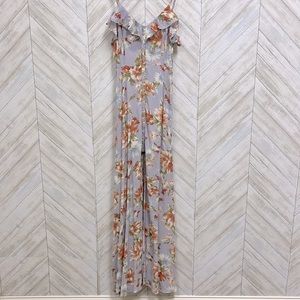 Beautiful maxi dress, open back, front slit. Adjustable straps. Like new.